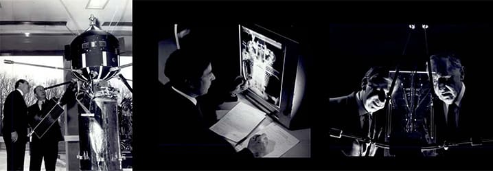  Some of the first scientific cooperation initiatives included: a model of the Anglo-American satellite “UK2” put into orbit in 1964 (left) and a pulse mode modulator facilitating the transmission of television picture (right). © NATO
