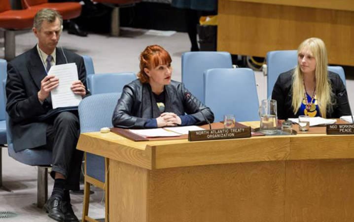 “NATO has an opportunity to be a leading protector of women’s rights, drawing on the strengths and capabilities of its nations, and working with its more than forty partner countries.” -- Clare Hutchinson, the NATO Secretary General’s Special Representative for Women, Peace and Security addresses the United Nations Security Council, 16 April 2018. © NATO
)