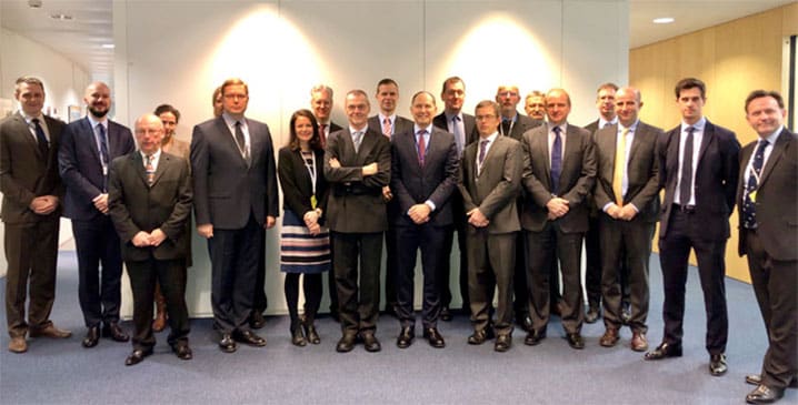 Senior officials from NATO and the European Union meet to take stock of recent activities and explore further areas for engagement on cyber defence – 10 December 2018. © NATO
)