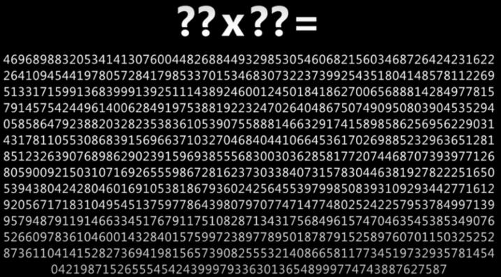 Example of an integer factorisation problem, which forms the basis of our current cybersecurity systems. (source)
)