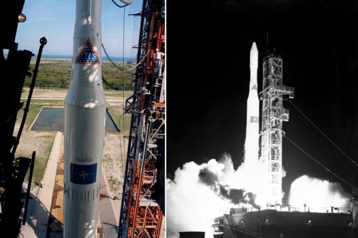 For decades, NATO operated satellites over Europe and North America under its own SATCOM satellite project to provide strategic communications in a quick and secure manner.  A total of eight satellites were launched – the first in 1970 from Cape Kennedy, USA. © NATO
)