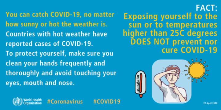 The World Health Organization provides advice for the public aimed at busting myths about COVID-19. © World Health Organization
)