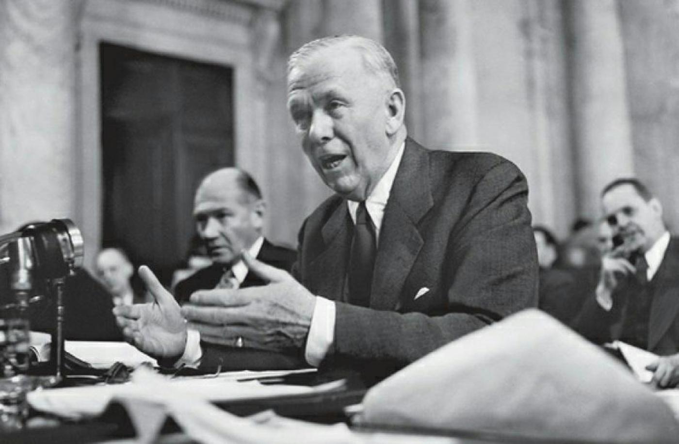 George C. Marshall’s team was instrumental in designing the Marshall Plan to rebuild Europe, and in laying the groundwork of what are today NATO and the OECD. Pictured: George C. Marshall © US National Archive
)