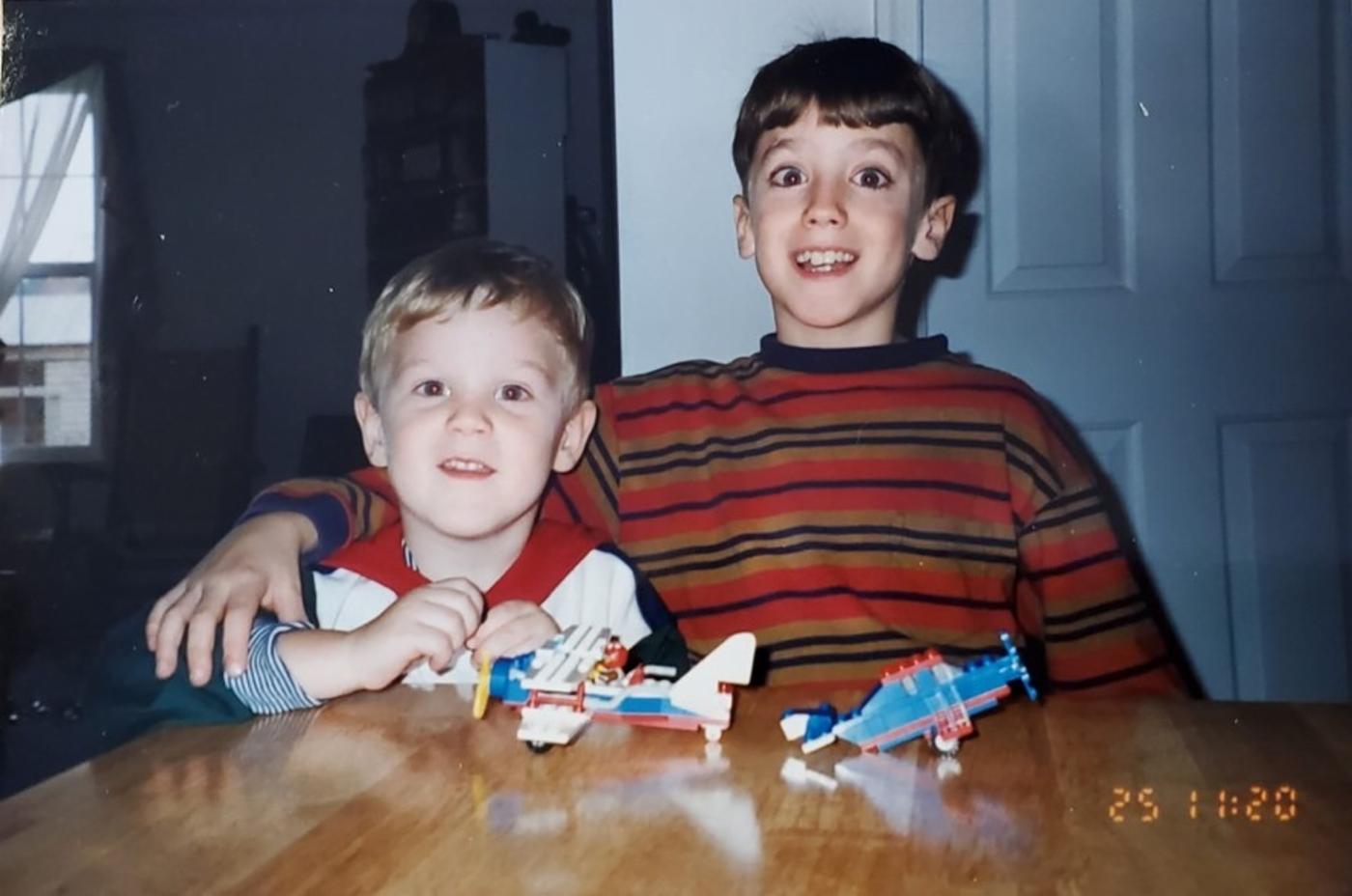 The author, right, poses with his brother, who would become a naval aviator in the US Navy.
)