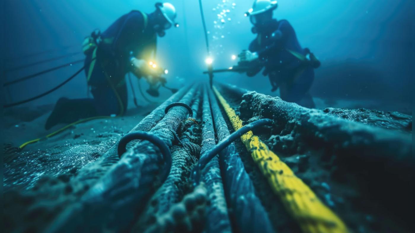 Critical undersea internet cables in the Baltic Sea undergoing repairs after they were severed in separate incidents in November 2024. © Capacity Media
)