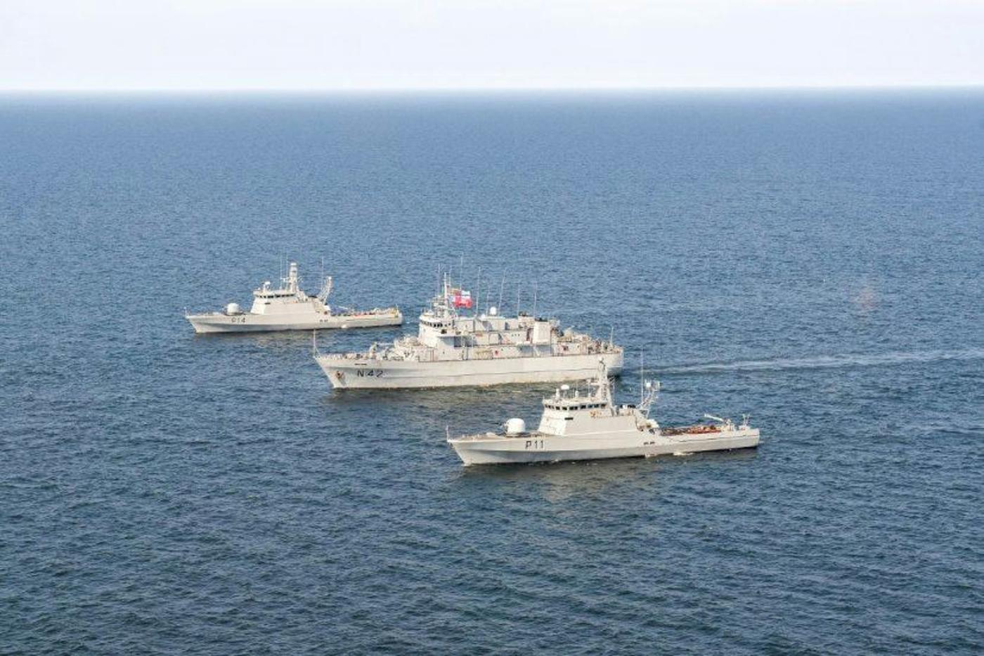 Lithuanian vessels participating in Baltic Sentry, 15 January 2025.
)