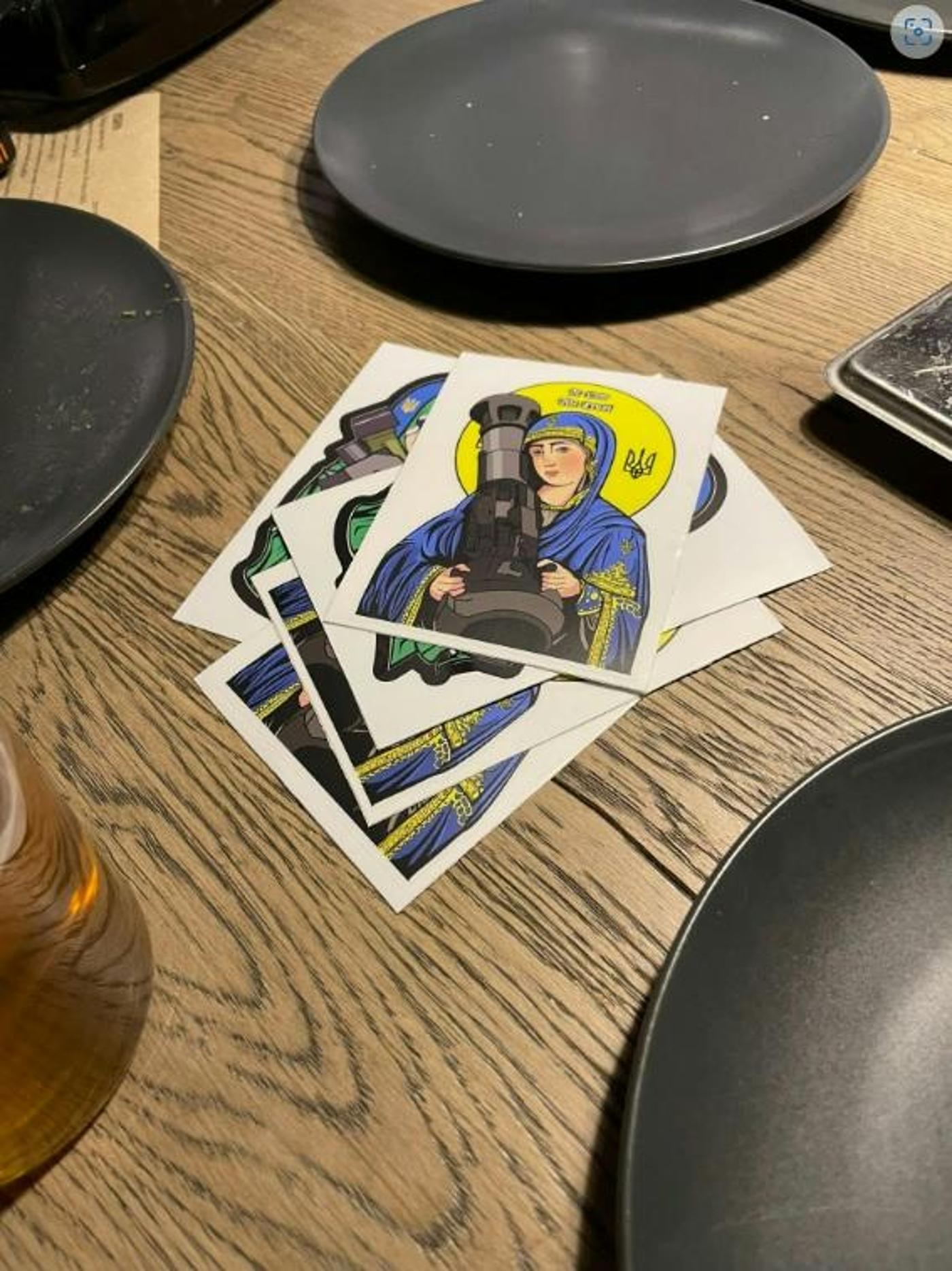 Saint Javelin stickers.
)