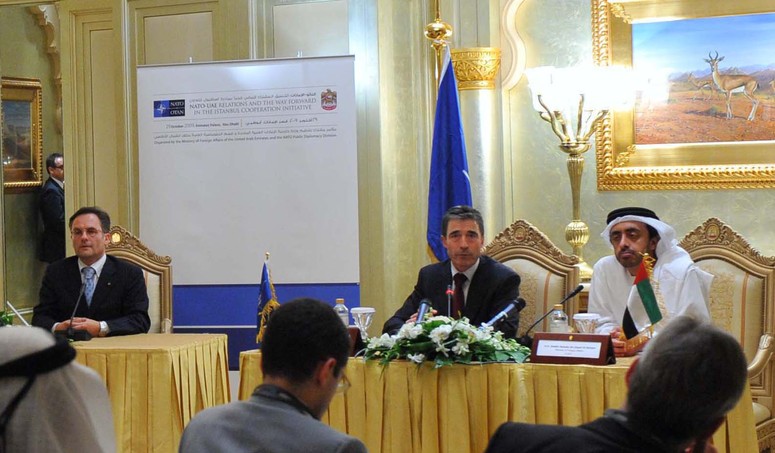 Joint Press conference by H.H. Sheikh Abdallah Bin Zayid Al-Nahyan, Minister of Foreign Affairs of the United Arab Emirates and H.E. Mr. Anders Fogh Rasmussen, Secretary General of NATO. Joint Press Conference of NATO Secretary General H.E.Mr. Anders Fogh Rasmussen with UAE Foreign Minister H.H. Sheikh Abdallah bin Zayed Al-Nahyan