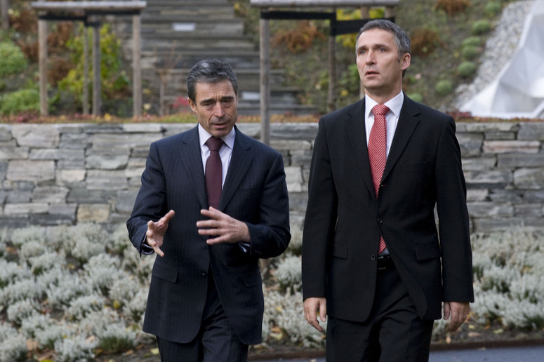 NATO Secretary General Anders Fogh Rasmussen (left) and Jens Stoltenberg, Prime Minister of Norway (right)