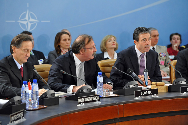 Left to right: Ambassador Claudio Bisogniero (NATO Deputy Secretary General) with Grigol Vashadze (Minister of Foreign Affairs of Georgia) and NATO Secretary General, Anders Fogh Rasmussen