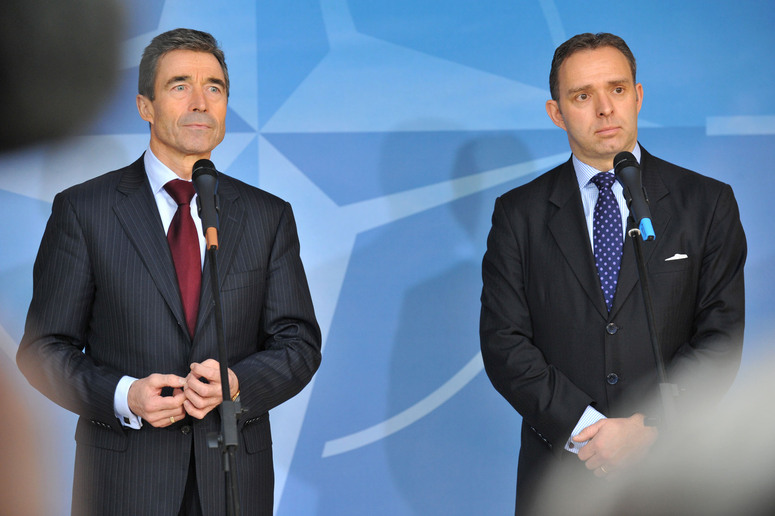 Joint Press Point Left to right : NATO Secretary General, Anders Fogh Rasmussen and Mark Sedwill, new appointly SeniorCivilian Representative in Afghanistan