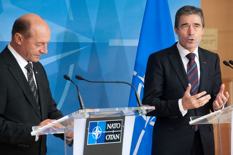 Joint Press Point Left to right: President Traian Basescu of Romania and NATO Secretary General, Anders Fogh Rasmussen