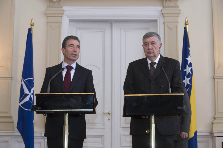 Joint press conference with NATO Secretary General Anders Fogh Rasmussen and Nebojsa Radmanovic, Chairman of the BiH Presidency
