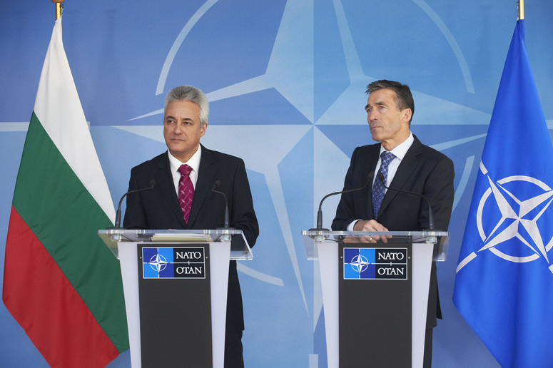 Joint press point with NATO Secretary General Anders Fogh Rasmussen (right) and Marin Raykov, Prime Minister and Minister of Foreign Affairs of Bulgaria (left)