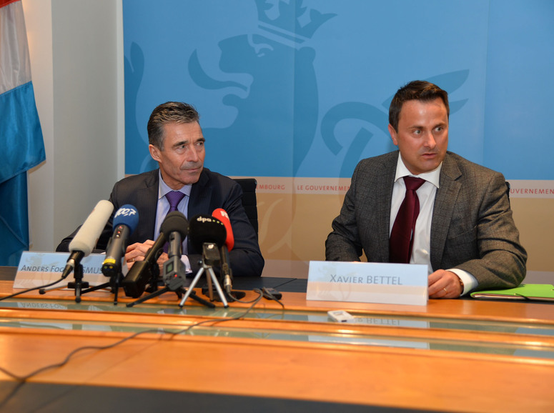 Joint press point with NATO Secretary General Anders Fogh Rasmussen and the Prime Minister of Luxembourg, Xavier Bettel