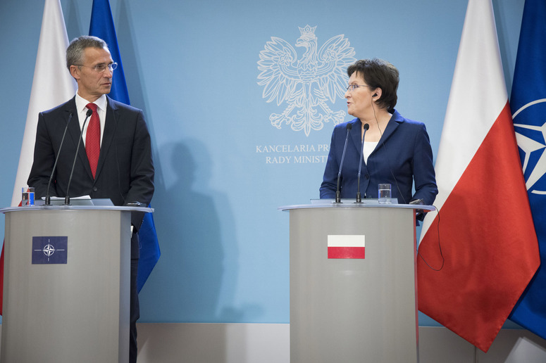 Joint press point with NATO Secretary General Jens Stoltenberg and the Prime Minister of Poland, Ewa Kopacz