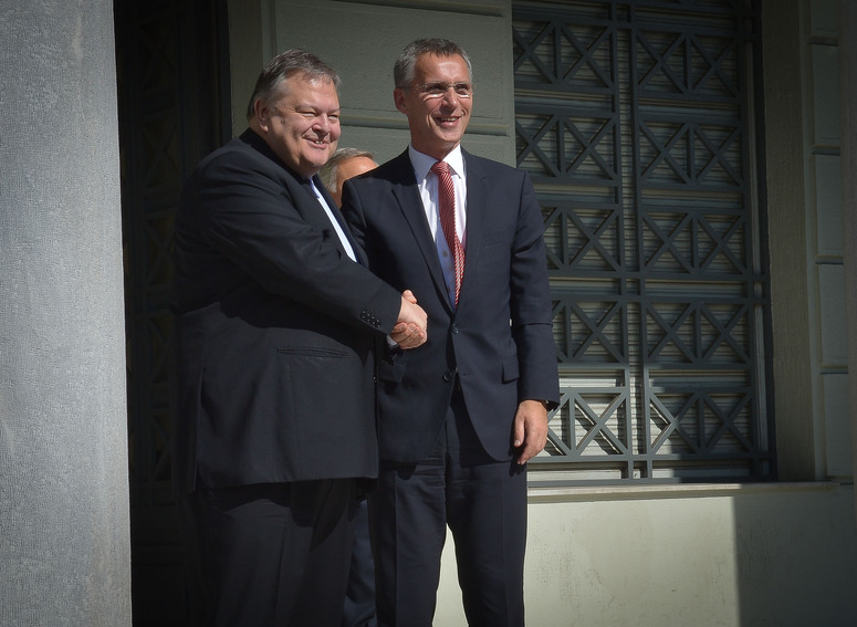 NATO Secretary General Jens Stoltenberg with Greek Deputy Prime Minister and Foreign Minister Evangelos Venizelos