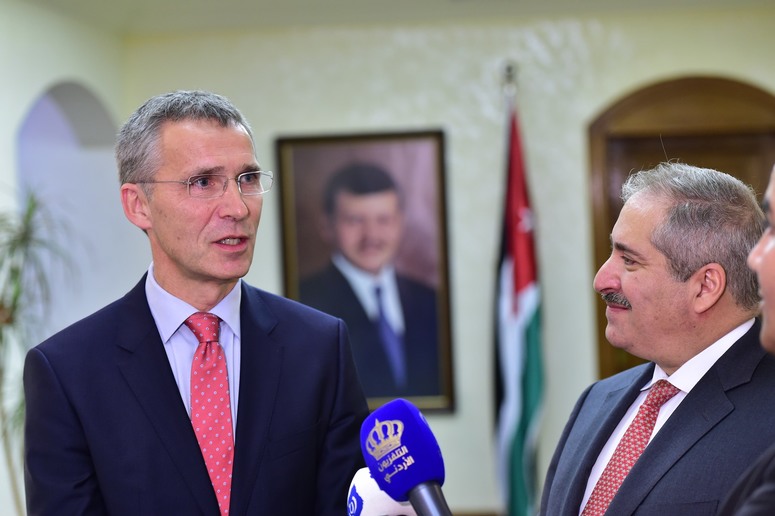 NATO Secretary General Jens Stoltenberg and Nasser Judeh, Minister of Foreign Affairs of the Hashemite Kingdom of Jordan