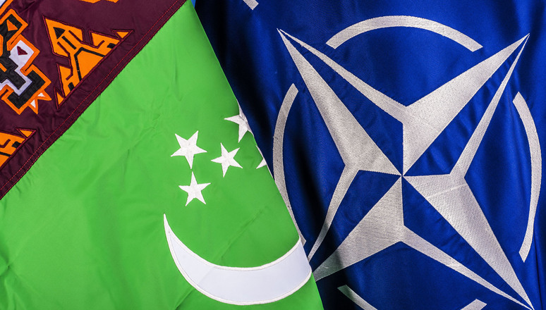 NATO and turkmenistan flags