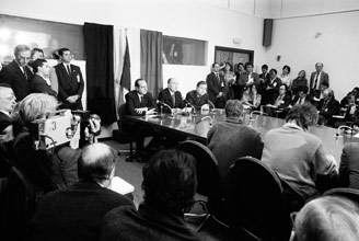 President Mitterrand in the conference room in question