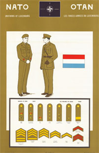 poster shows army uniforms of Luxembourg in the 1950s