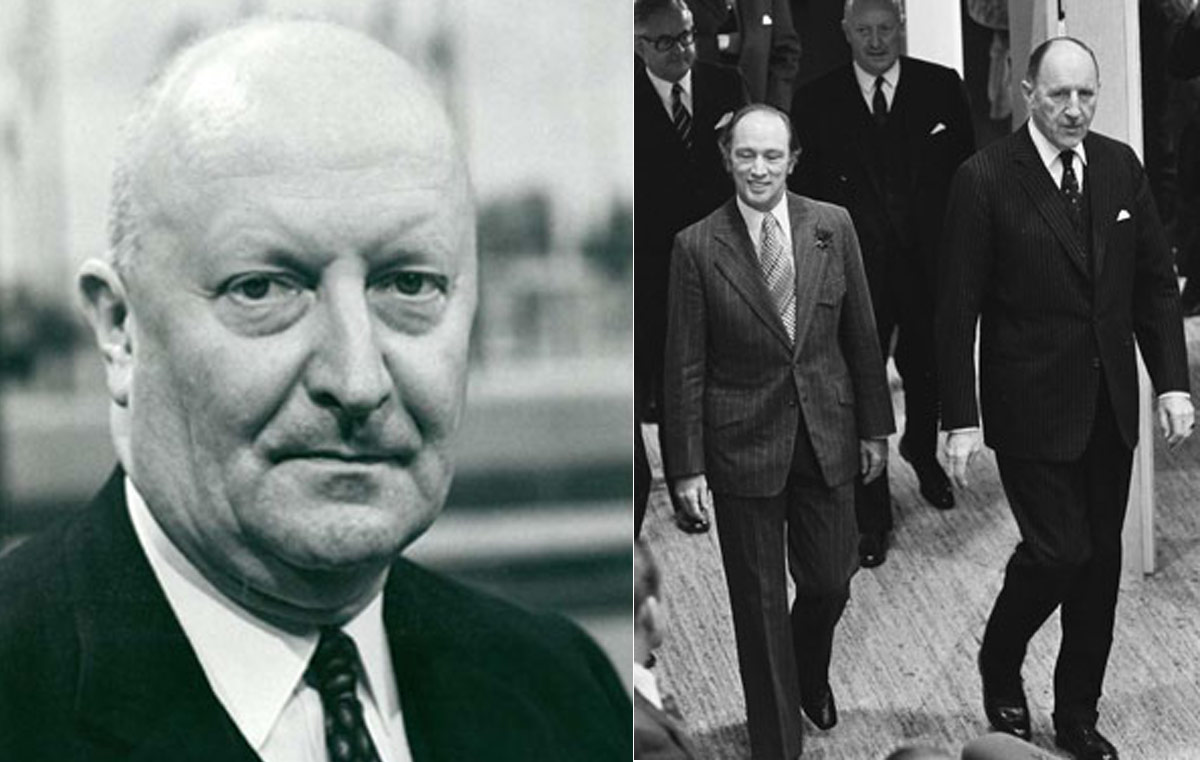 Photos from left to right: Mr De Staercke; Prime Minister Trudeau with Secretary General Luns.