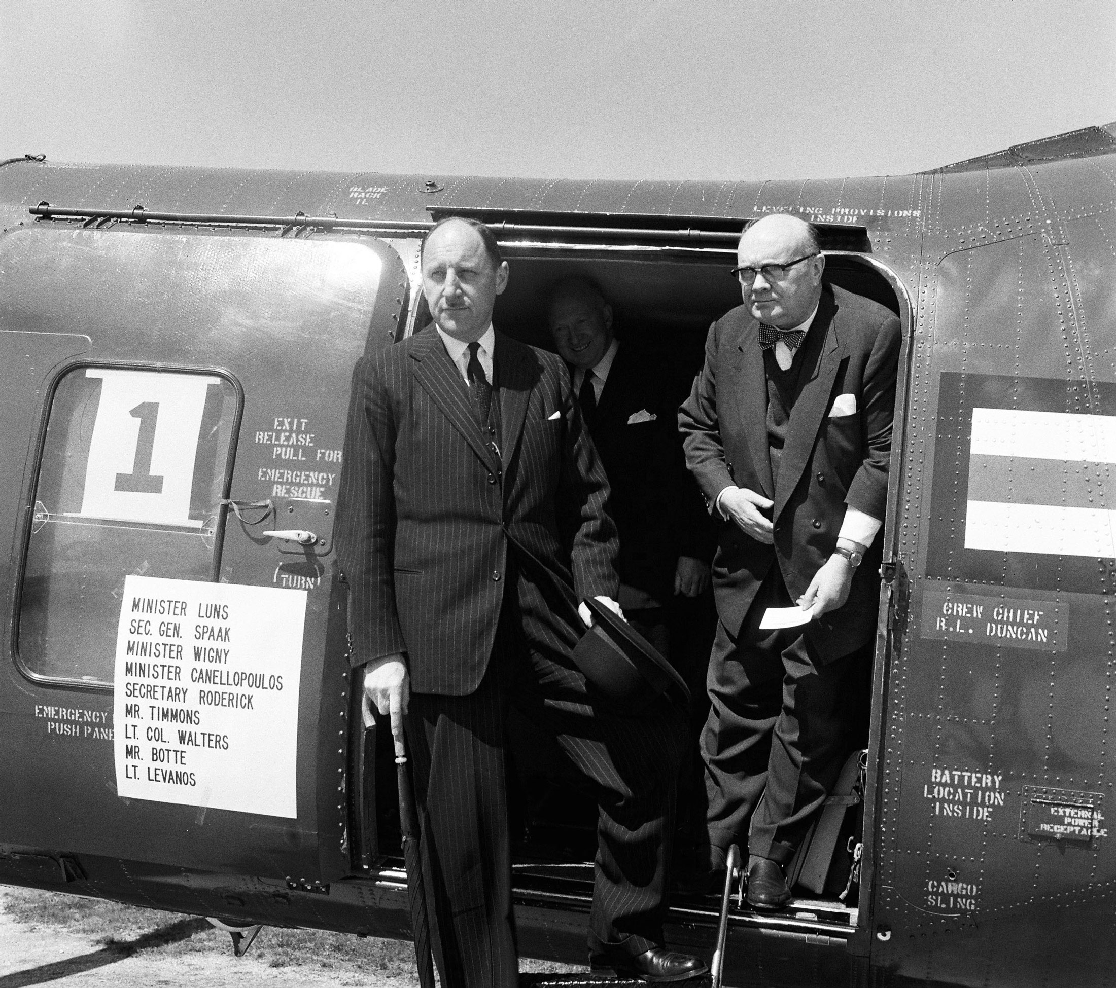 Secretary General Spaak on mission with Dutch Foreign Minister, Joseph Luns, who in turn took the reins of the Alliance in 1971.