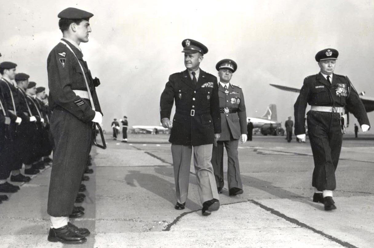Gruenther during a farewell visit to Belgium