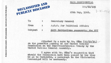 L’OTAN déclassifiée : des documents relatifs au traité sur la non­prolifération rendus accessibles au public 