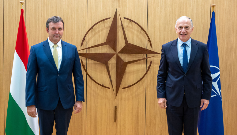 The Minister for Innovation and Technology of Hungary, László Palkovics visits NATO Headquarters and meets with NATO Deputy Secretary General Mircea Geoană