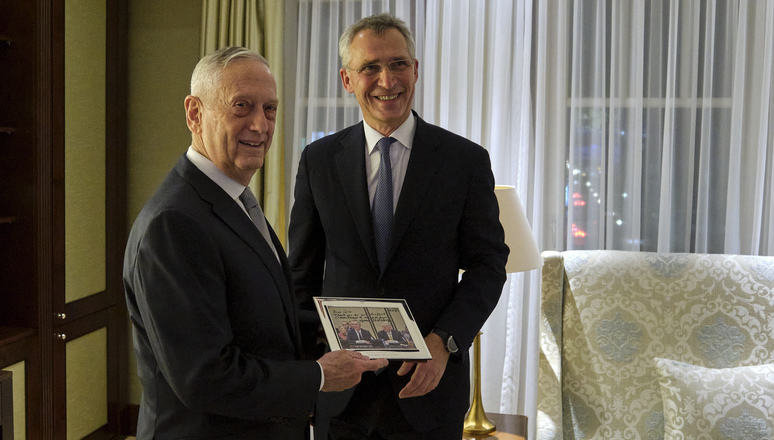 NATO Secretary General Jens Stoltenberg participates in the 2021 Henry A. Kissinger Prize ceremony in honour of General James N. Mattis, organised by the American Academy in Berlin