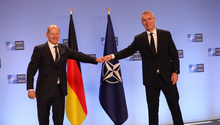 NATO Secretary General Jens Stoltenberg and Olaf Scholz, Chancellor of Germany