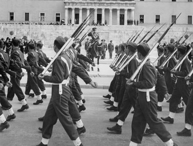 The Royal Hellenic Air Force on parade on the national day of Greece, 25 March 1954.