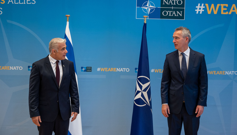 NATO Secretary General Jens Stoltenberg and the Alternate Prime Minister and Minister of Foreign Affairs of Israel, Yair Lapid