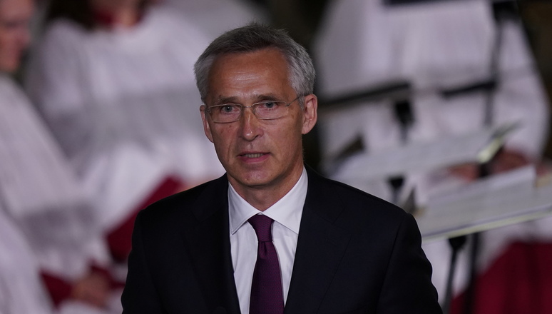 NATO Secretary General Jens Stoltenberg gives a speech during a memorial service at the Oslo Cathedral ten years after the Oslo and Utoeya island bomb attack, in Oslo, Norway, July 22, 2021. NTB/Torstein Boee/via REUTERS   ATTENTION EDITORS - THIS IMAGE WAS PROVIDED BY A THIRD PARTY. NORWAY OUT. NO COMMERCIAL OR EDITORIAL SALES IN NORWAY.