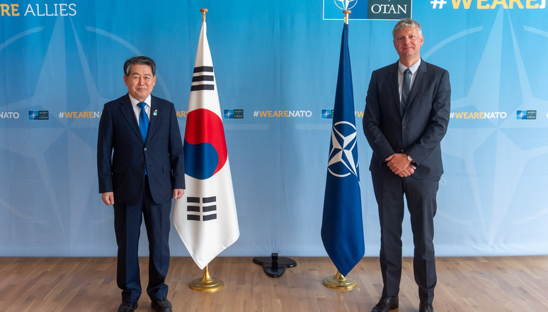 Stian Jenssen, Director Private Office of the Secretary General of NATO, meets with Kim Kyung Hyup, the Chairman of the Intelligence Committee, Member of the National Assembly of the Republic of Korea.