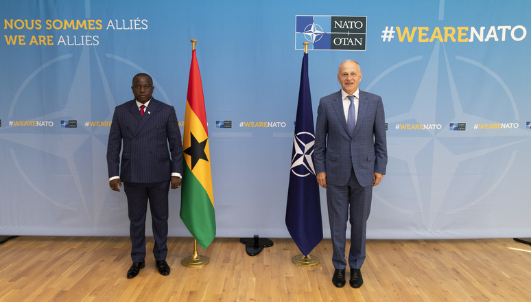 Dominic Bingab Aduna Nitiwul, Minister of Defence of the Republic of Ghana visits NATO and meets with NATO Deputy Secretary General, Mircea Geoană