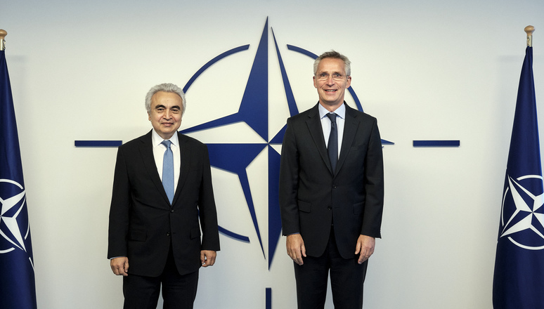 The Executive Director of the International Energy Agency (IEA) Dr Fatih Birol visits NATO Headquarters and meets with NATO Secretary General Jens Stoltenberg