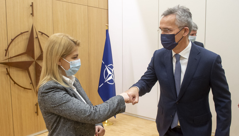 NATO Secretary General Jens Stoltenberg meets with Olga Stefanishyna, Deputy Prime Minister for European and Euro-Atlantic Integration of Ukraine ahead of the meeting of the NATO-Ukraine Commission