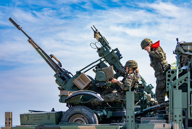 Polish soldiers engage in a sequence of tests with their short-range air defence anti-aircraft missile and artillery system during exercise Ramstein Legacy 22, a large-scale live-fire NATO air defence exercise. Seventeen NATO member and partner countries trained in Estonia, Latvia, Lithuania and Poland with aircraft, missile defence systems and electronic warfare systems from 6-10 June 2022. Photo by NATO photographer.