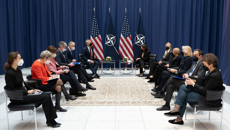 NATO Secretary General Jens Stoltenberg meets with Kamala Harris, Vice President of the United States