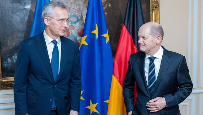 NATO Secretary General Jens Stoltenberg meets with the Chancellor of Germany, Olaf Scholz