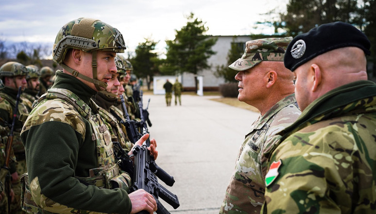 Commander of NATO's Allied Land Command, Lieutenant General Roger L. Cloutier Jr., visits Hungarian troops on Tuesday, Feb. 22, 2022, to observe their level of readiness.