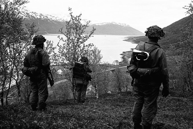 Soldiers overlook lake during Northern Express