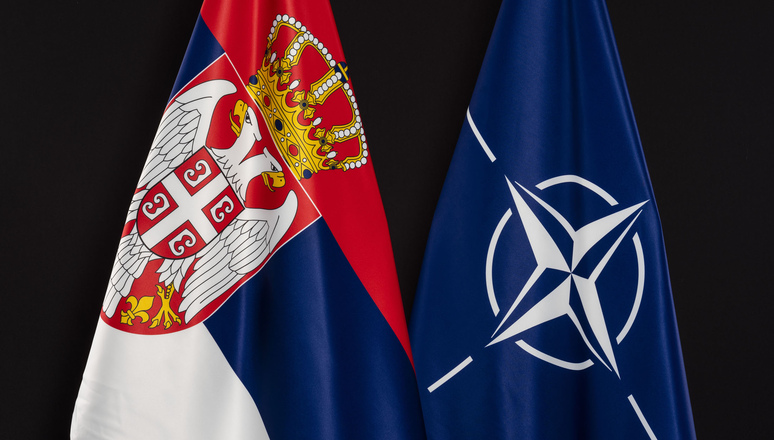 Serbia and NATO Flags