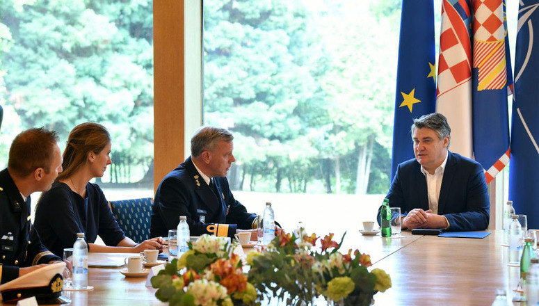 The Chair of the Military Committee, Admiral Rob Bauer and the President of Croatia, Mr. Zoran Milanovic