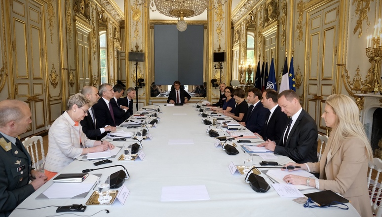 NATO Secretary General Jens Stoltenberg meets with the President of France, Emmanuel Macron