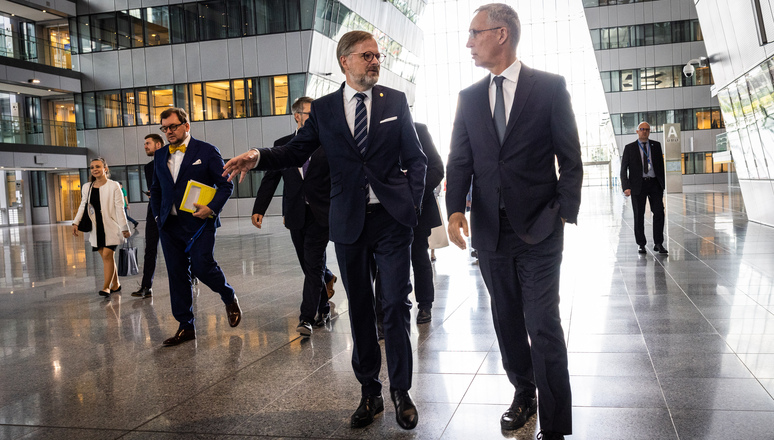 NATO Secretary General Jens Stoltenberg and the Prime Minister of the Czech Republic, Petr Fiala