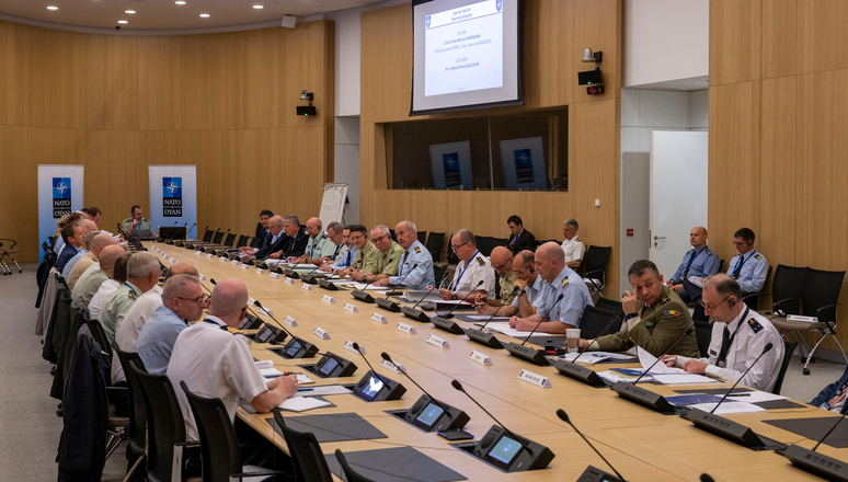 On 10 June 2022, the Director General of the NATO International Military Staff (IMS), Lieutenant General Hans-Werner Wiermann welcomed his counterpart from the European Union Military Staff (EUMS), Vice Admiral Hervé Bléjean and his staff to NATO HQ for the bi-annual IMS-EUMS Directors' General Conference.