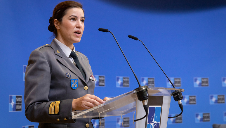 Lieutenant-Colonel Diana Morais discusses the importance of mainstreaming gender perspectives at the NATO Committee on Gender Perspectives' annual conference.